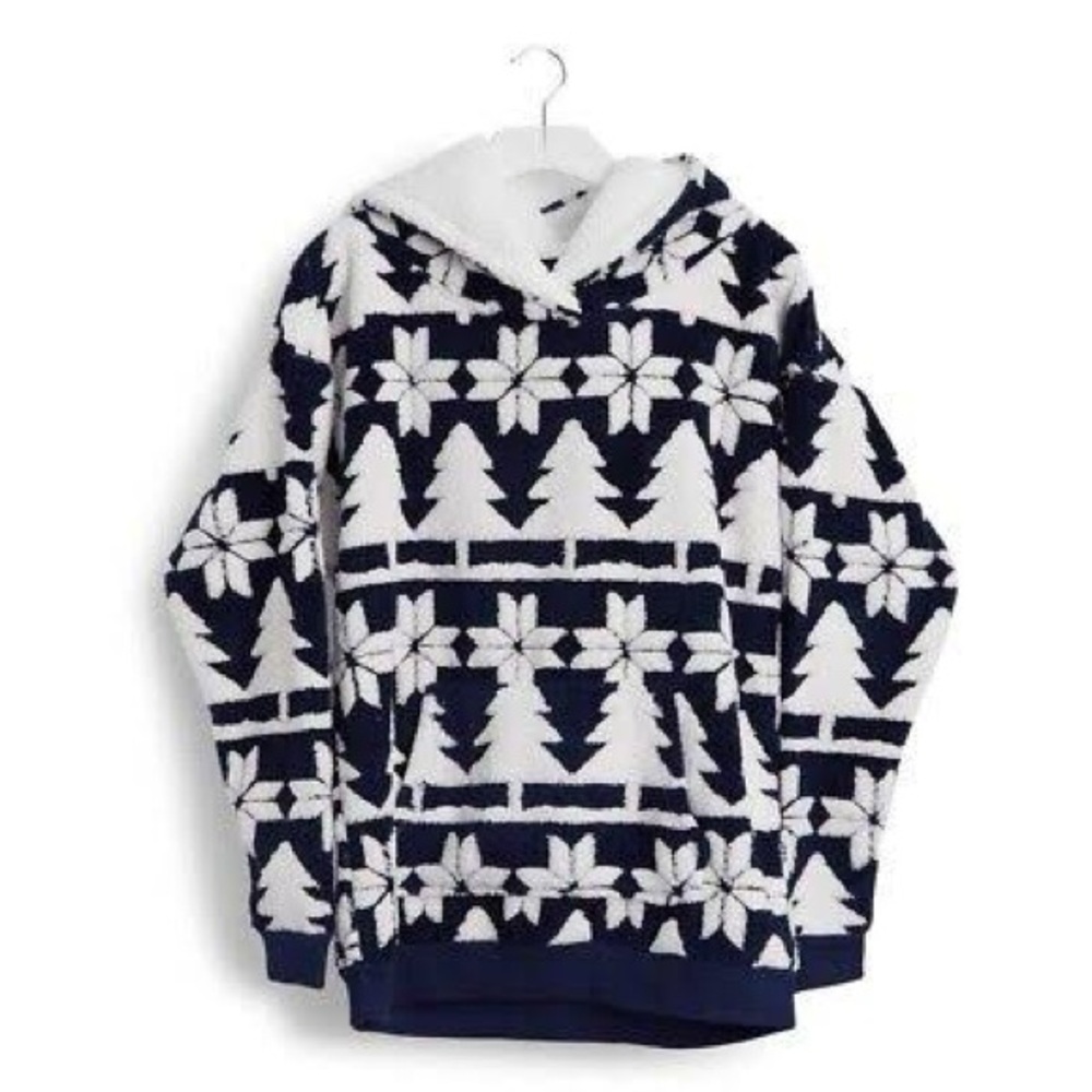 Vera Bradley jacquard Nordic forest stripe fleece hoodie